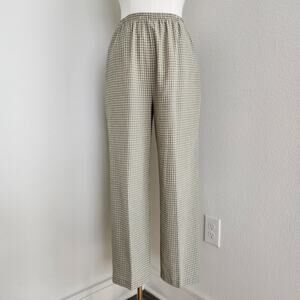 Vintage 90s Green Plaid High Waisted Pull On Trousers Straight Leg Sag Harbor L